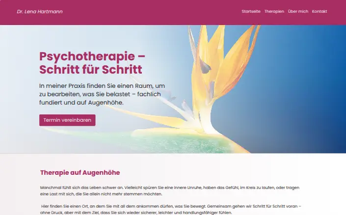 Beispiel einer Praxis-Website für Therapeut:innen